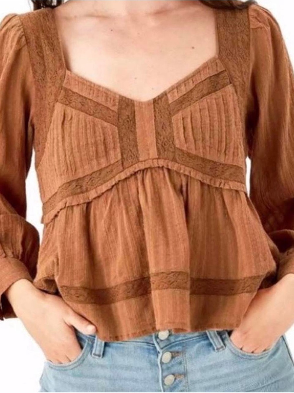American Eagle Outfitters Rustic Brown Peasant Tunic